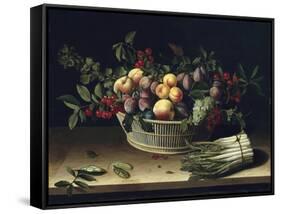 Still Life with a Basket of Fruit and a Bunch of Asparagus, 1630-Louise Moillon-Framed Stretched Canvas