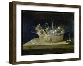 Still Life with a Basket of Glasses, 1644-Sebastian Stoskopff-Framed Giclee Print