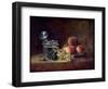 Still Life with a Basket of Peaches, White and Black Grapes, Cooler and Wineglass-Jean-Baptiste Simeon Chardin-Framed Giclee Print