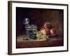 Still Life with a Basket of Peaches, White and Black Grapes, Cooler and Wineglass-Jean-Baptiste Simeon Chardin-Framed Giclee Print