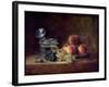 Still Life with a Basket of Peaches, White and Black Grapes, Cooler and Wineglass-Jean-Baptiste Simeon Chardin-Framed Giclee Print