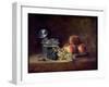 Still Life with a Basket of Peaches, White and Black Grapes, Cooler and Wineglass-Jean-Baptiste Simeon Chardin-Framed Giclee Print