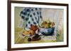 Still Life with a Blue Bowl, Apples, Pears, Textiles and Lace-Joan Thewsey-Framed Giclee Print