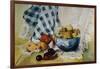 Still Life with a Blue Bowl, Apples, Pears, Textiles and Lace-Joan Thewsey-Framed Giclee Print