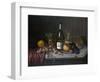 Still Life with a Bottle of Champagne and Two Glasses, with Various Fruit-null-Framed Premium Giclee Print