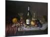 Still Life with a Bottle of Champagne and Two Glasses, with Various Fruit-null-Mounted Giclee Print