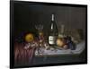 Still Life with a Bottle of Champagne and Two Glasses, with Various Fruit-null-Framed Giclee Print