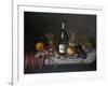 Still Life with a Bottle of Champagne and Two Glasses, with Various Fruit-null-Framed Giclee Print