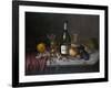 Still Life with a Bottle of Champagne and Two Glasses, with Various Fruit-null-Framed Giclee Print