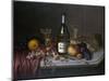 Still Life with a Bottle of Champagne and Two Glasses, with Various Fruit-null-Mounted Giclee Print