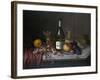 Still Life with a Bottle of Champagne and Two Glasses, with Various Fruit-null-Framed Giclee Print