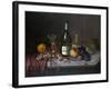 Still Life with a Bottle of Champagne and Two Glasses, with Various Fruit-null-Framed Giclee Print