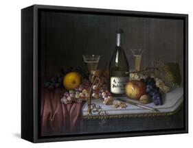 Still Life with a Bottle of Champagne and Two Glasses, with Various Fruit-null-Framed Stretched Canvas