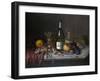 Still Life with a Bottle of Champagne and Two Glasses, with Various Fruit-null-Framed Giclee Print