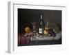 Still Life with a Bottle of Champagne and Two Glasses, with Various Fruit-null-Framed Giclee Print