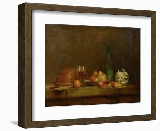 Still Life with a Bottle of Olives, 1760-Jean-Baptiste Simeon Chardin-Framed Giclee Print