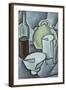 Still Life with a Bottle of Wine and an Earthenware Water Jug, 1911-Juan Gris-Framed Giclee Print
