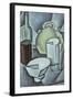Still Life with a Bottle of Wine and an Earthenware Water Jug, 1911-Juan Gris-Framed Giclee Print