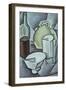 Still Life with a Bottle of Wine and an Earthenware Water Jug, 1911-Juan Gris-Framed Giclee Print