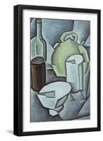 Still Life with a Bottle of Wine and an Earthenware Water Jug, 1911-Juan Gris-Framed Giclee Print