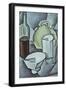 Still Life with a Bottle of Wine and an Earthenware Water Jug, 1911-Juan Gris-Framed Giclee Print