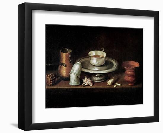 Still Life with a Bowl of Chocolate, or Breakfast with Chocolate, circa 1640-Juan De Zurbaran-Framed Giclee Print