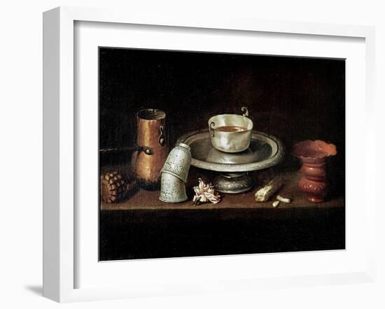 Still Life with a Bowl of Chocolate, or Breakfast with Chocolate, circa 1640-Juan De Zurbaran-Framed Giclee Print