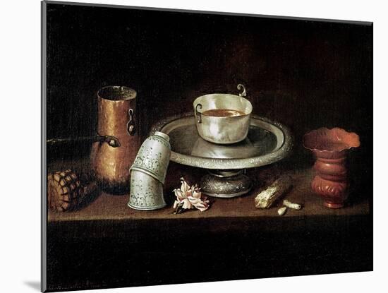 Still Life with a Bowl of Chocolate, or Breakfast with Chocolate, circa 1640-Juan De Zurbaran-Mounted Giclee Print