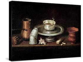 Still Life with a Bowl of Chocolate, or Breakfast with Chocolate, circa 1640-Juan De Zurbaran-Stretched Canvas
