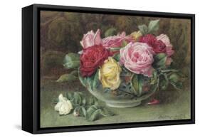 Still Life with a Bowl of Pink, Yellow and Red Roses, 1883-Constance Lawson-Framed Stretched Canvas