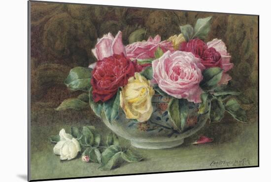 Still Life with a Bowl of Pink, Yellow and Red Roses, 1883-Constance Lawson-Mounted Giclee Print