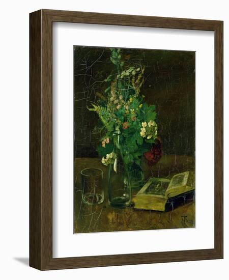 Still Life with a Bunch of Flowers and a Bible, 1872-Hans Thoma-Framed Giclee Print