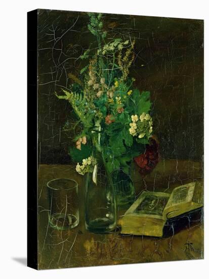 Still Life with a Bunch of Flowers and a Bible, 1872-Hans Thoma-Stretched Canvas