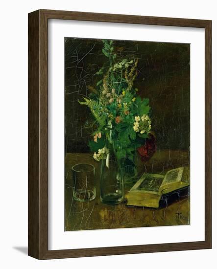 Still Life with a Bunch of Flowers and a Bible, 1872-Hans Thoma-Framed Giclee Print