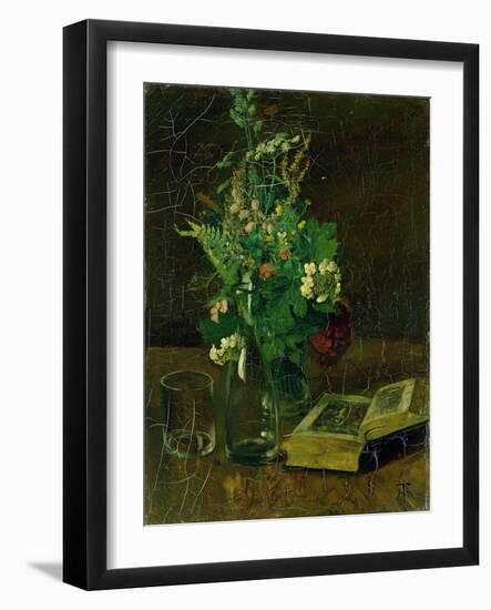 Still Life with a Bunch of Flowers and a Bible, 1872-Hans Thoma-Framed Giclee Print