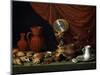 Still Life with a Clock, 1652-Antonio Pereda y Salgado-Mounted Giclee Print