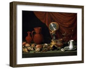 Still Life with a Clock, 1652-Antonio Pereda y Salgado-Framed Giclee Print