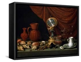 Still Life with a Clock, 1652-Antonio Pereda y Salgado-Framed Stretched Canvas