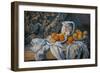 Still Life with a Curtain, 1892-1894 (Oil on Canvas)-Paul Cezanne-Framed Giclee Print