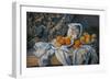 Still Life with a Curtain, 1892-1894 (Oil on Canvas)-Paul Cezanne-Framed Giclee Print
