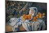 Still Life with a Curtain, 1892-1894 (Oil on Canvas)-Paul Cezanne-Mounted Giclee Print