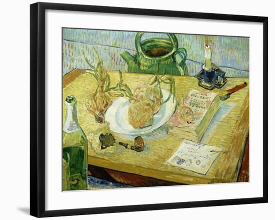 Still Life with a Drawing Board, Pipe, Onions and Sealing Wax-Vincent van Gogh-Framed Premium Giclee Print