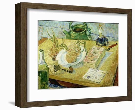 Still Life with a Drawing Board, Pipe, Onions and Sealing Wax-Vincent van Gogh-Framed Giclee Print