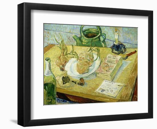 Still Life with a Drawing Board, Pipe, Onions and Sealing Wax-Vincent van Gogh-Framed Giclee Print