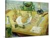 Still Life with a Drawing Board, Pipe, Onions and Sealing Wax-Vincent van Gogh-Stretched Canvas