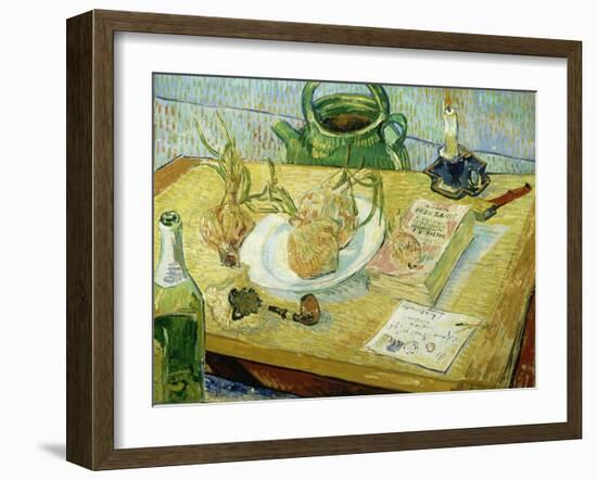 Still Life with a Drawing Board, Pipe, Onions and Sealing Wax-Vincent van Gogh-Framed Giclee Print