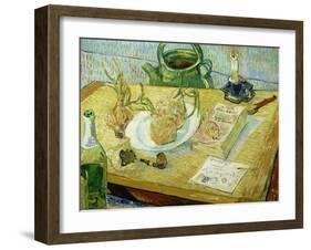 Still Life with a Drawing Board, Pipe, Onions and Sealing Wax-Vincent van Gogh-Framed Giclee Print