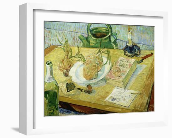 Still Life with a Drawing Board, Pipe, Onions and Sealing Wax-Vincent van Gogh-Framed Giclee Print