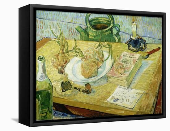 Still Life with a Drawing Board, Pipe, Onions and Sealing Wax-Vincent van Gogh-Framed Stretched Canvas