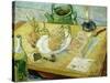 Still Life with a Drawing Board, Pipe, Onions and Sealing Wax-Vincent van Gogh-Stretched Canvas